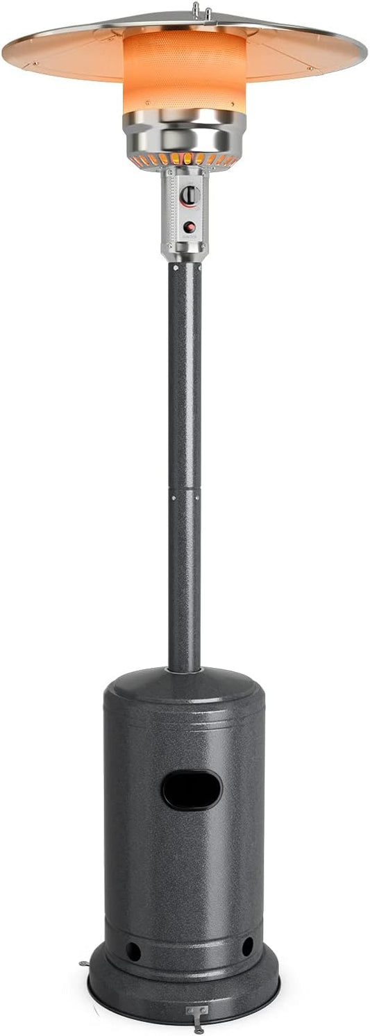 COSTWAY Outdoor Patio Heater, 50000 BTU Propane Heater with Stainless Steel Burner and Wheels, Triple Protection System, Standing Portable Outside Heater for Porch, Deck, Home and Commercial, Grey