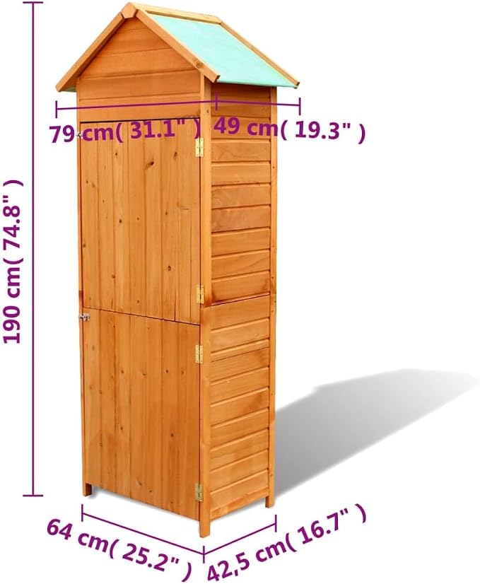 Storage Cabinet Outdoor Vertical Storage Cabinet Small Outdoor Storage Cabinet Garden Tool Box Outdoor Storage Wooden Storage Patio Storage Cabinet Brown 31.1"x19.3"x74.8"
