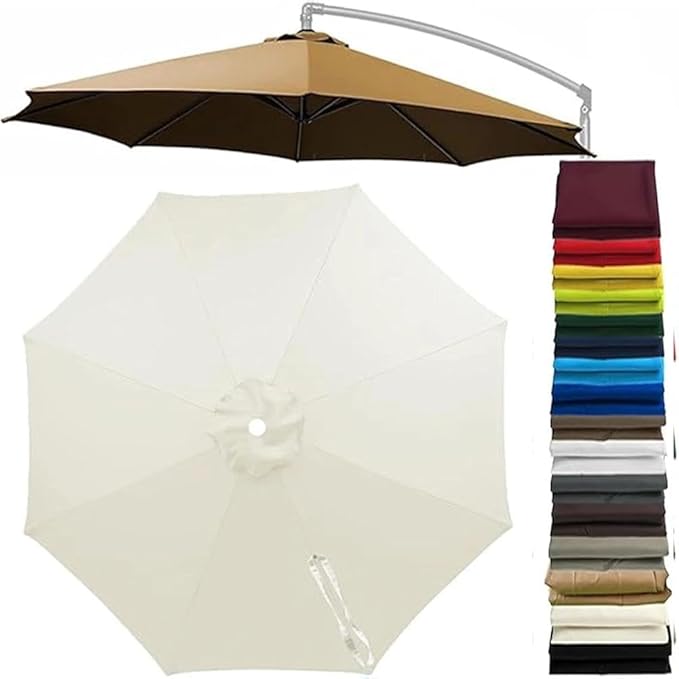 Patio Cantilever Umbrella Replacement Canopy Round 8ft/10ft 8Ribs,Replacement Parasol Canopy Cover with Fade Resistant for Market Table Backyard Garden