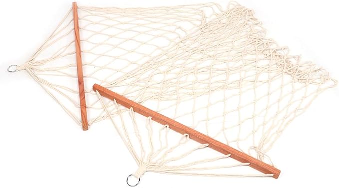 Hanging Swing, Outdoor Garden Portable Mesh Hammock with Thick Rope and Wood, for Travel Camping Park Courtyard
