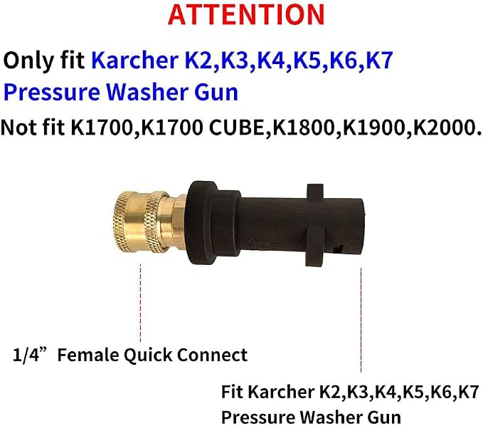 High Pressure Washer Gun Adapter 1/4" Spray Nozzle Tips Sets Brass Female Quick Connector for Karcher k2 k3 k4 k5 k6 K7