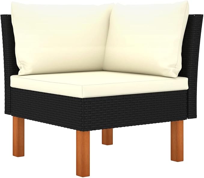 6 Piece Patio Lounge Set with Cushions, Porch Furniture Set Patio Conversation Set Front Porch Furniture Outdoor Dining Sets for Exhibition Piazza Garden Negotiation Area Poly Rattan Black