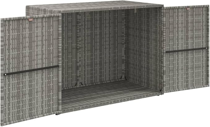 Garden Storage Cabinet Outside Deck Storage Box Outdoor Patio Storage Backyard Storage Box Furniture Storage Box Gray 39.4"x21.9"x31.5" Poly Rattan