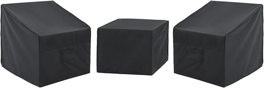 Loriano Patio Furniture Covers Set, 3 Piece Outdoor Furniture Cover Waterproof, 500D Heavy Duty Lawn Furniture Covers Set Black