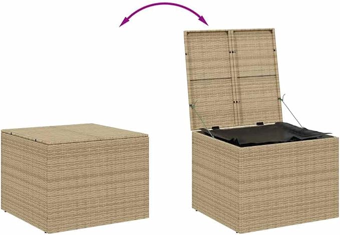 Outdoor Storage Box 77 Gallon Deck Box for Patio Garden Furniture Rattan Style Resin Bin for Cushions Blankets Mix Beige