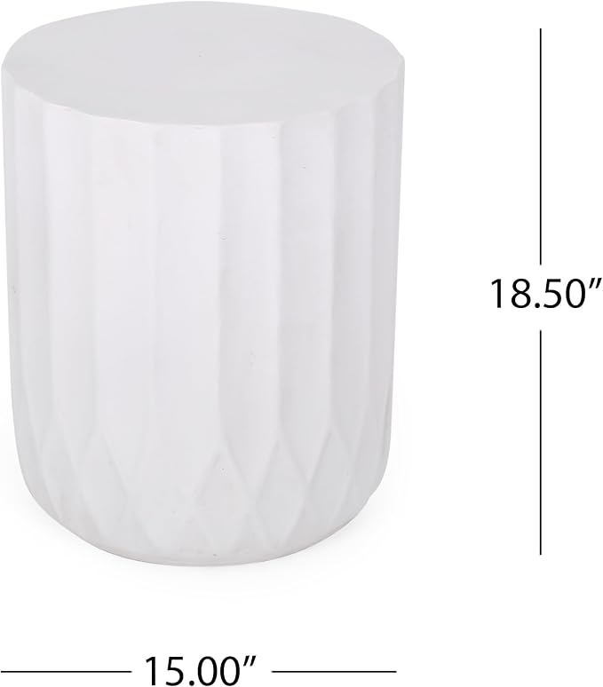 Round Outdoor Side Table, 15 Inch, Antique White
