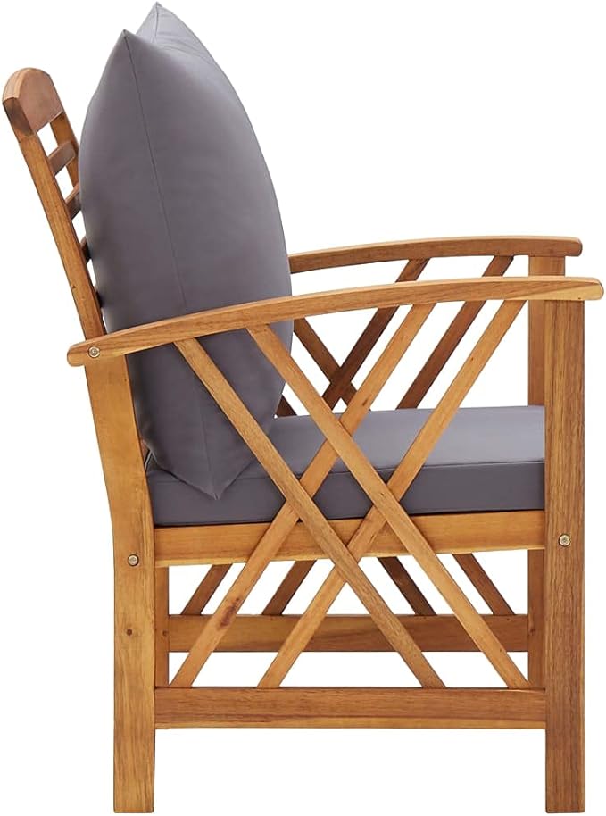 Patio Lounge Set with Cushions,Outdoor Patio Furniture,Outdoor Chat Conversation Set,Garden Furniture Sets,for Patio,Backyard,Garden,4 Piece Solid Acacia Wood