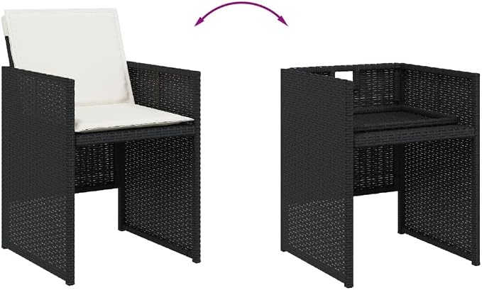 15-Piece Patio Dining Set with Cushions Black PE Rattan Outdoor Furniture Set for Garden Backyard Balcony Porch