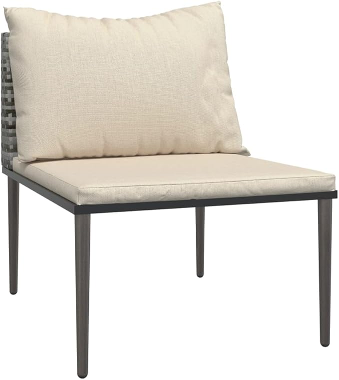 5 Piece Patio Lounge Set with Cushions, Patio Conversation Set Outdoor Sofa Sets Sectional Sofa Front Porch Furniture for Exhibition Garden Piazza Negotiation Area Gray Poly Rattan