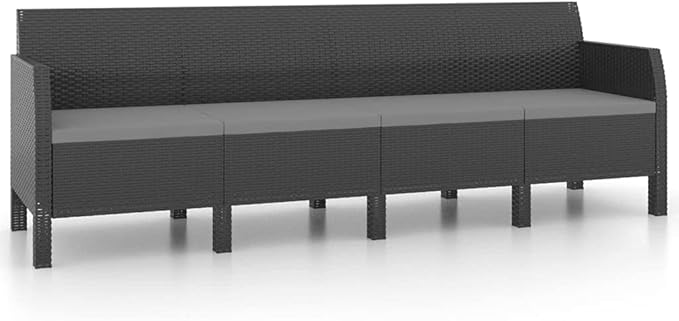 Backyard Furniture Patio Conversation Sets Outdoor Seating 2 Piece Patio Lounge Set with Cushions PP Rattan Anthracite Suitable for Swimming Pool, Courtyard, Garden