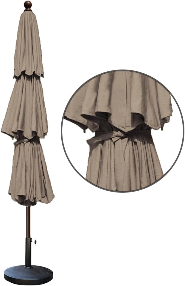 EliteShade USA 10-Year-Non-Fading 9ft 3-Tier Market Patio Umbrella, Commercial Grade Outdoor Table Umbrella with Crank Open, Windproof & UPF 50+ UV Protection, Heavy Duty Ventilation for Garden, Deck, Pool, Backyard, Beach & Bistro, Mushroom