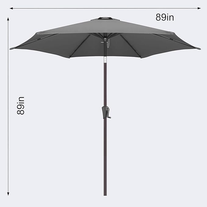 Jarka&Co 7.5ft Patio Umbrella Outdoor - Table Outdoor Umbrella with Push Button Tilt Waterprool UV Protection, Sun Umbrella for Pool, Porch, Garden, Deck, Backyard (Anthracite)