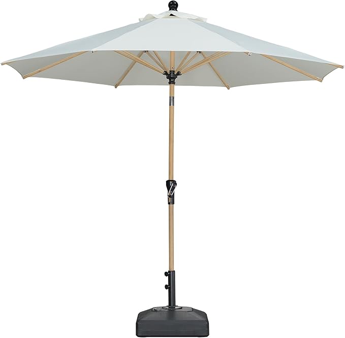 PURPLE LEAF 10 Feet Patio Umbrella Outdoor Table Umbrella Aluminum Round Market Umbrella with Push Button Tilt & 8 Sturdy Ribs and Crank Commercial Sun Umbrella for Garden Patio Balcony, Cream