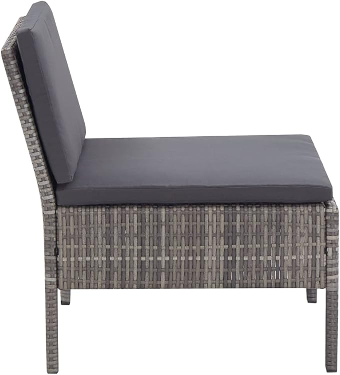 Patio Lounge Set with Cushions,Outdoor Furniture,Outdoor Furniture Sets,Patio Conversation Sets,for Garden,Deck,Backyard,3 Piece Poly Rattan Gray