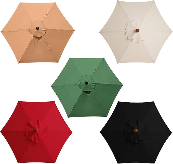 IUIBMI 10Ft Patio Umbrella Replacement Canopy 6 Ribs, Outdoor Umbrella Canopy with 6 Ribs Table Market Yard Umbrella Replacement Top Cover for Backyard Garden Beach (Canopy Only)