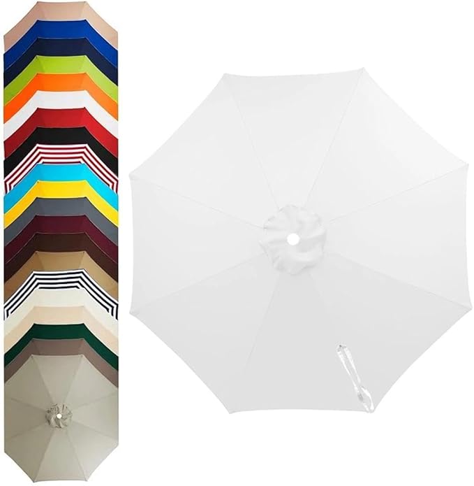 11ft – 8 Ribs Patio Umbrella Replacement Canopy,Waterproof UV-Resistant Outdoor Round Umbrella Top Cover for Outdoor Garden Deck Backyard