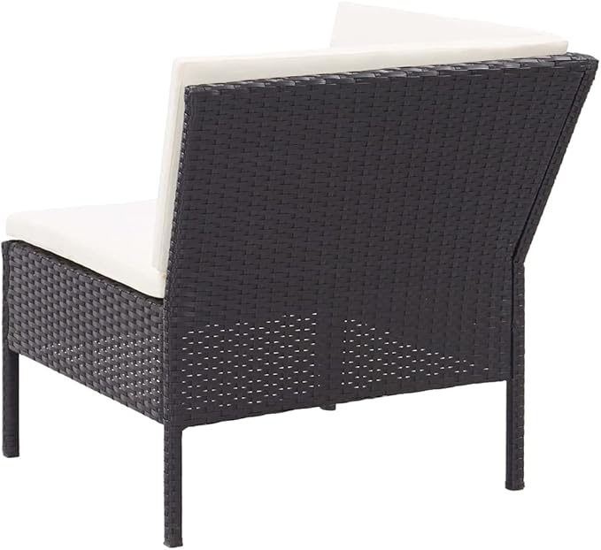 Patio Sofa Set with Cushions,Patio Lounge Set,Outdoor Furniture,Outdoor Furniture Sets,Patio Conversation Sets,for Garden,Deck,Backyard,6 Piece Poly Rattan Black