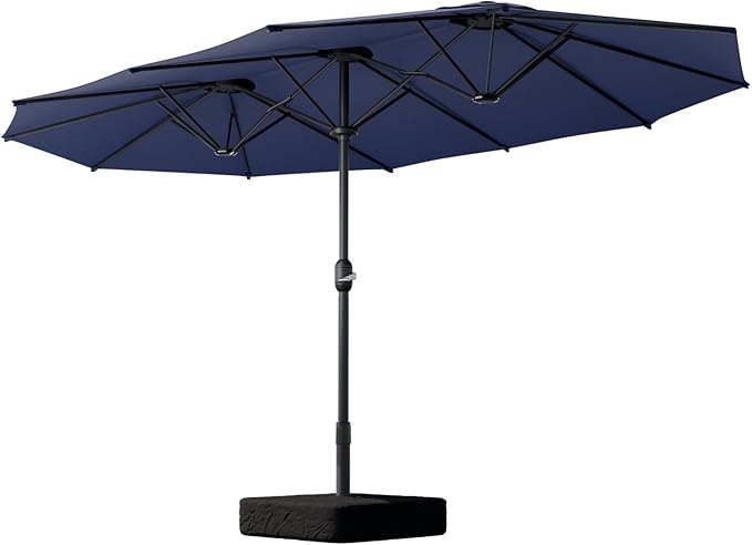 15ft Large Outdoor Patio Umbrella, Double Sided Table Umbrella with Crank, 12 Steel Ribs Market Umbrella