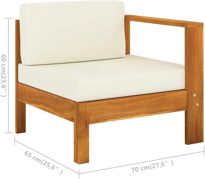 Patio Lounge Set with Cream White Cushions,Outdoor Patio Furniture,Outdoor Chat Conversation Set,for Patio,Backyard,Garden,Outdoor,6 Piece Acacia Wood