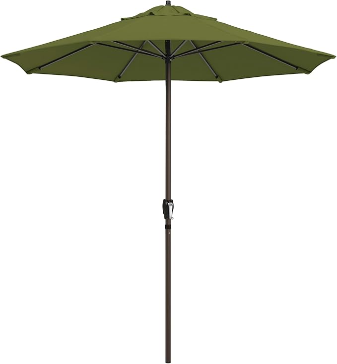 California Umbrella 10-Year Protection 7.5 Ft Outdoor Patio Umbrella, Pacifica Fade-Resistant Fabric, Auto-Tilt, Heavy Duty Aluminum Frame, 8 Reinforced Ribs for Pool or Deck, Bronze Pole, Palm
