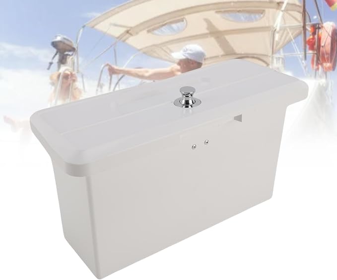 Aramox Marine Deck Storage Box, ABS Lockable Glove Box, Multifunctional Compartment with Dual Cup Holder for Boats and Yachts (White)