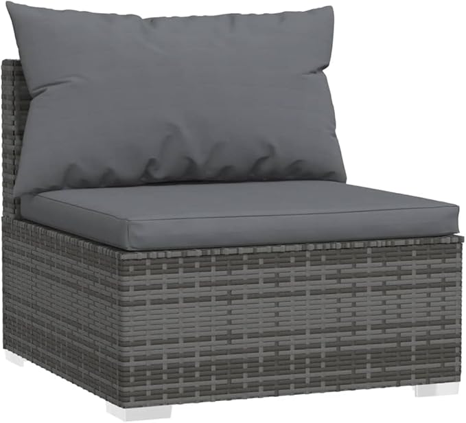 Patio Lounge Set with Cushions,Outdoor Table and Chairs Set,Terrace Conversation Set Furniture,Outdoor Furniture,for Garden,Backyard,6 Piece Poly Rattan Gray