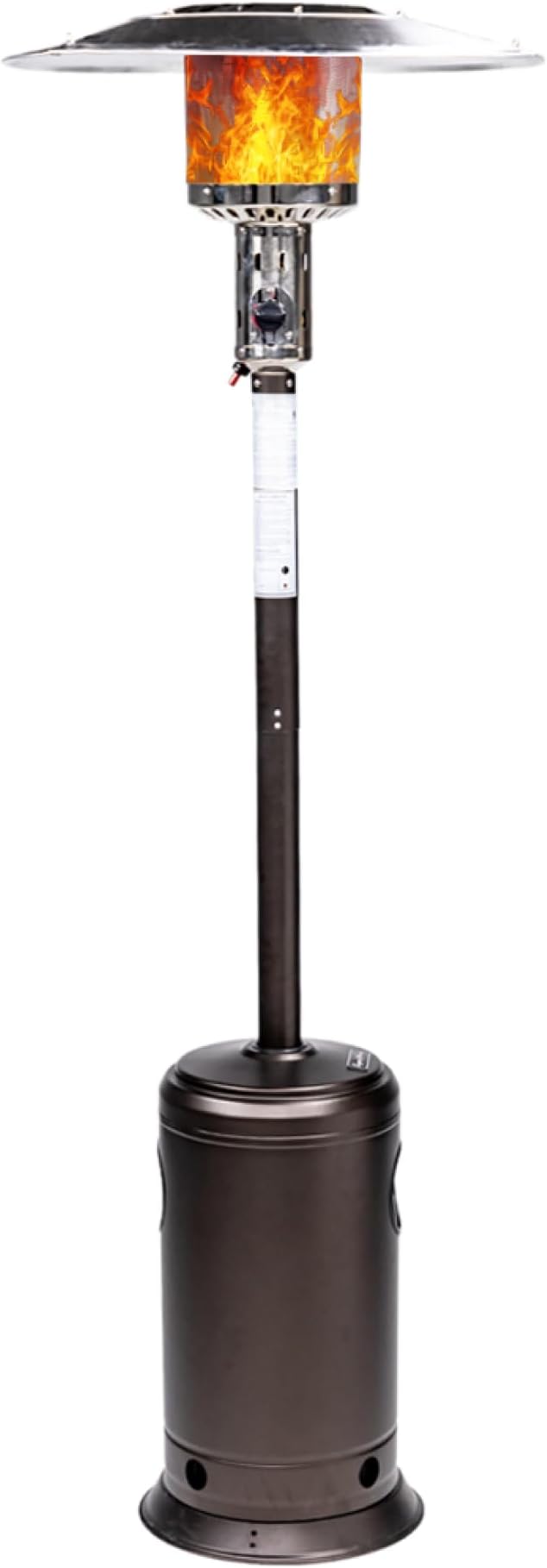 HEXAGO Outdoor Propane Patio Heater, 47,000 BTU Stainless Steel Standing Heater with Wheels, One-Touch Ignition & Adjustable Heat Control, Safety Auto Shut-Off System for Garden, Backyard & Restaurant
