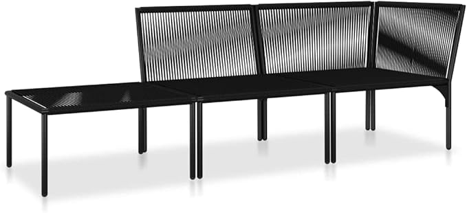 Patio Lounge Set with Cushions,Outdoor Furniture,Outdoor Furniture Sets,Patio Conversation Sets,for Garden,Deck,Backyard,3 Piece Black PVC
