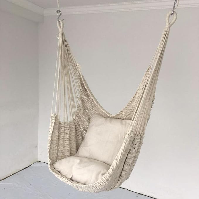 Portable Hammock Camping Rope Chair Home 80x110cm, White, 80x110cm