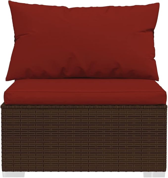 4 Piece Patio Lounge Set with Cushion, Outdoor Patio Sectional Furniture Conversation Sets Patio Lounge Set Piece Patio Set s Poly Rattan Brown