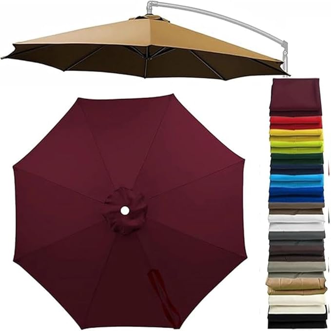 Patio Cantilever Umbrella Replacement Canopy Round 8ft/10ft 8Ribs,Replacement Parasol Canopy Cover with Fade Resistant for Market Table Backyard Garden