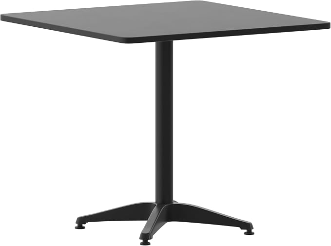 Flash Furniture Mellie 31.5'' Square Aluminum Indoor-Outdoor Table with Base, Black