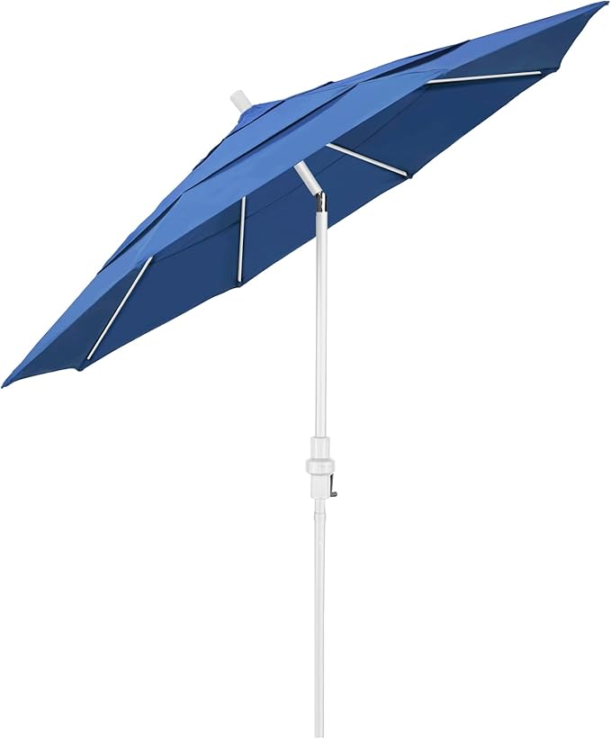 California Umbrella 11' Round Fiberglass Rib Market Umbrella, Crank Lift, Collar Tilt, Capri, White Pole (GSCUF118170-SA26-DWV)