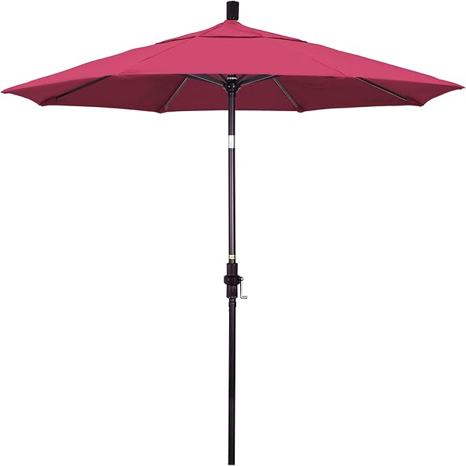 California Umbrella 7.5' Rd. Aluminum Patio Umbrella, Crank Lift, Collar Tilt, Bronze Pole