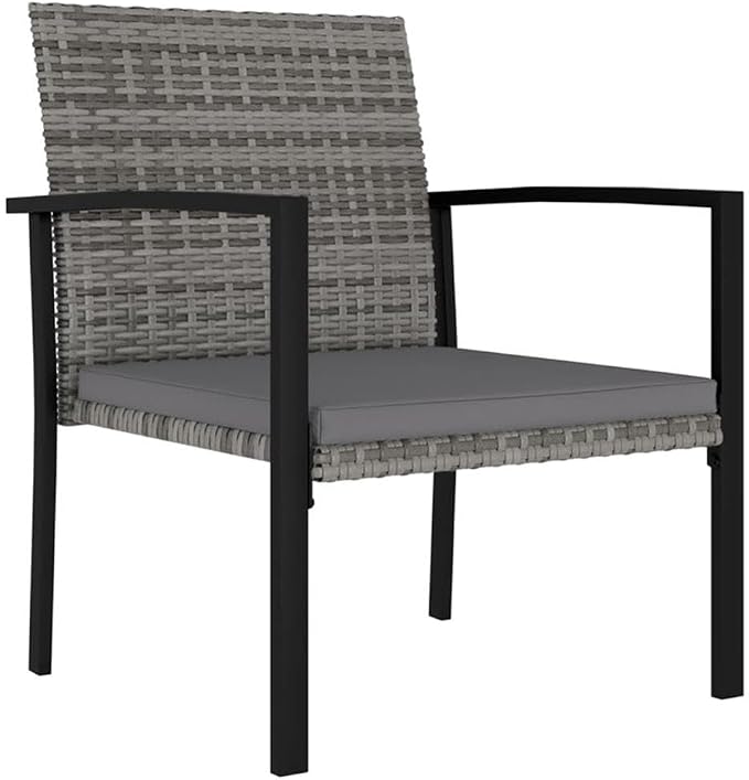 BOWERY HILL 5-Piece Patio Dining Set, Gray Poly Rattan, Weather-Resistant Outdoor Furniture with Cushioned Seating, Powder-Coated Steel Frame, Modern Garden or Backyard Set for 4 People Dining