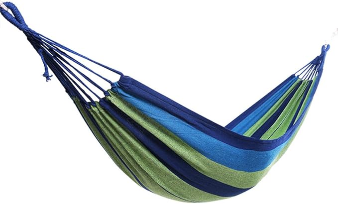 Double Camping Hammock Swing Outdoor Canvas Hanging Hammock for Adults for Garden and Patio Use (Blue)