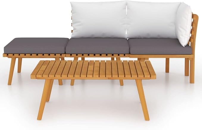 Backyard Furniture Patio Conversation Sets Outdoor Seating 4 Piece Patio Lounge Set with Cushions Solid Acacia Wood Suitable for Swimming Pool, Courtyard, Garden