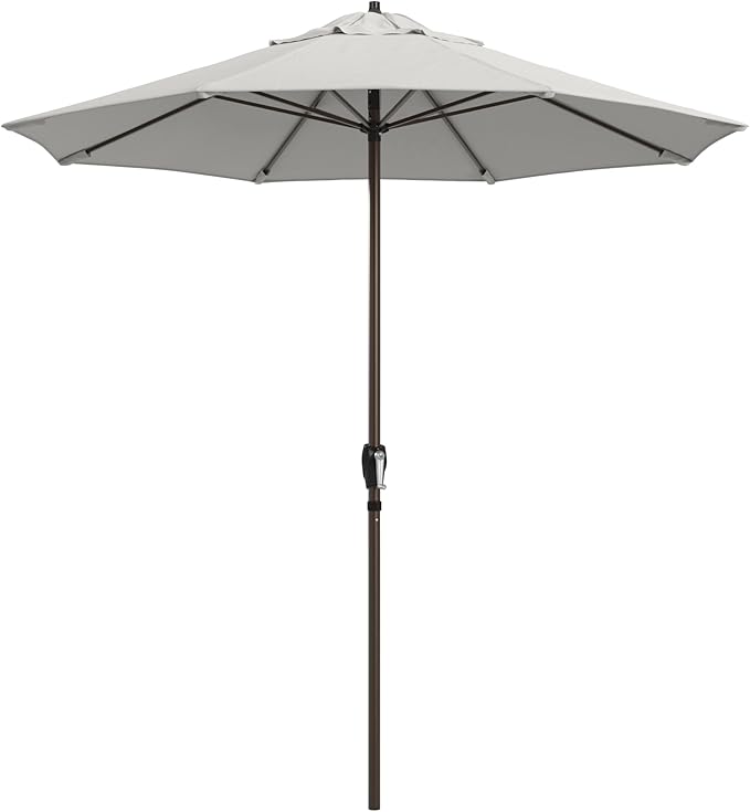 California Umbrella 10-Year Protection 7.5 Ft Outdoor Patio Umbrella, Pacifica Fade-Resistant Fabric, Auto-Tilt, Heavy Duty Aluminum Frame, 8 Reinforced Ribs for Pool or Deck, Bronze Pole, Natural