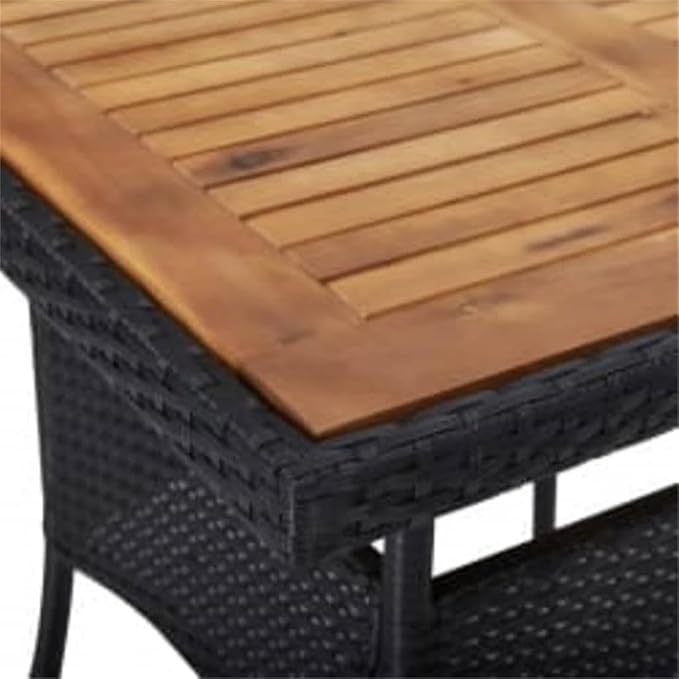 Afuera Living 5-Piece Synthetic Poly Rattan Patio Dining Set, Black and Brown Finish, Powder-Coated Steel Frame, Removable Cushions, Weather-Resistant, Contemporary Style for Outdoor Garden or