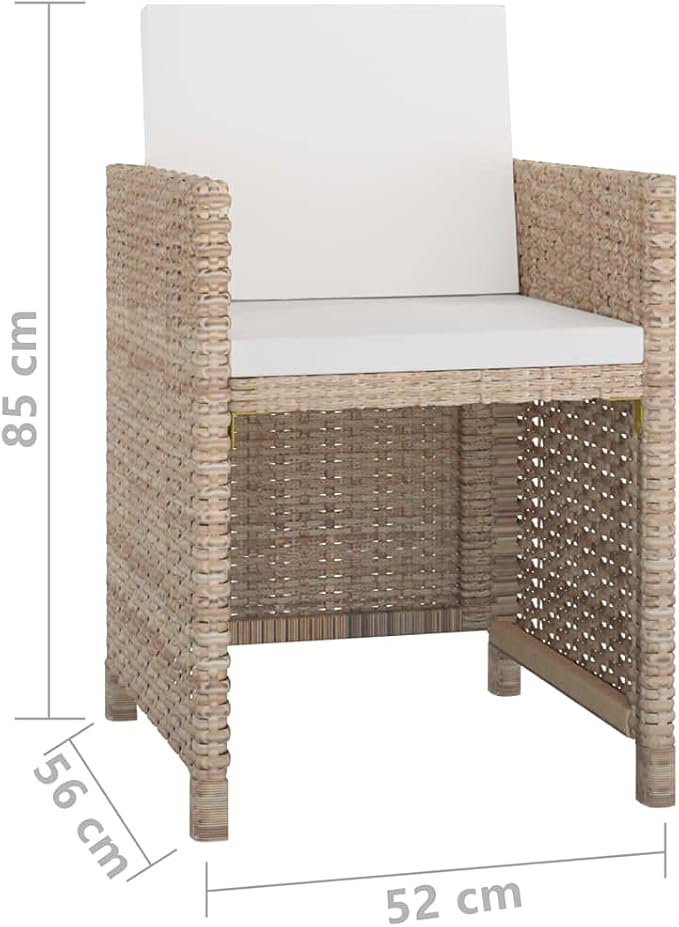5 Piece Patio Dining Set with Cushions, Patio Conversation Set Outdoor Lounge Sets Front Porch Furniture Sectional Sofa for Exhibition Poolside Piazza Negotiation Area Poly Rattan Beige