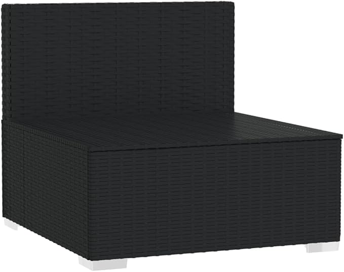 Patio Middle Sofa with Cushions Black Poly Rattan, Outdoor Patio Sectional, Outdoor Sofa Set, Furniture Conversation Sets, Outdoor Porch Furniture for Balcony, Yard