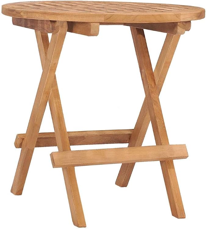 Solid Teak Wood 3 Piece Folding Patio Dining Set with Cushion for Garden Deck Balcony, Space Saving Outdoor Table and 2 Chairs with Taupe Cushion, No Assembly Required