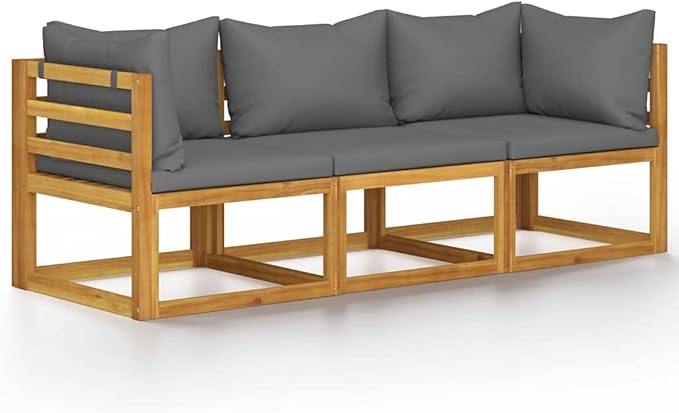 Patio Lounge Set with Cushion,Outdoor Patio Furniture,Outdoor Chat Conversation Set,Garden Furniture Sets,for Patio,Backyard,Garden,Outdoor,3 Piece Solid Acacia Wood