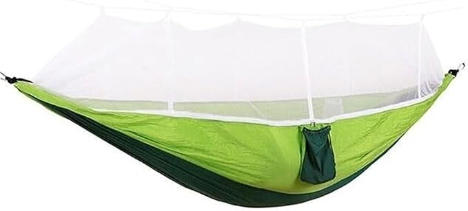 Hangmat Hammock with Net, Double & Single Portable Outdoor Hammocks Parachute Lightweight Nylon with Tree Straps Buiten Hammock(Green)
