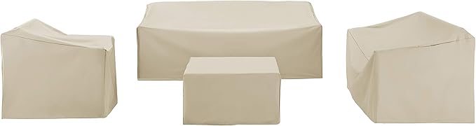 Crosley Furniture Patio Furniture Covers, Waterproof 4-Piece Cover Set for Outdoor Sectional Sofa Sets, Tan