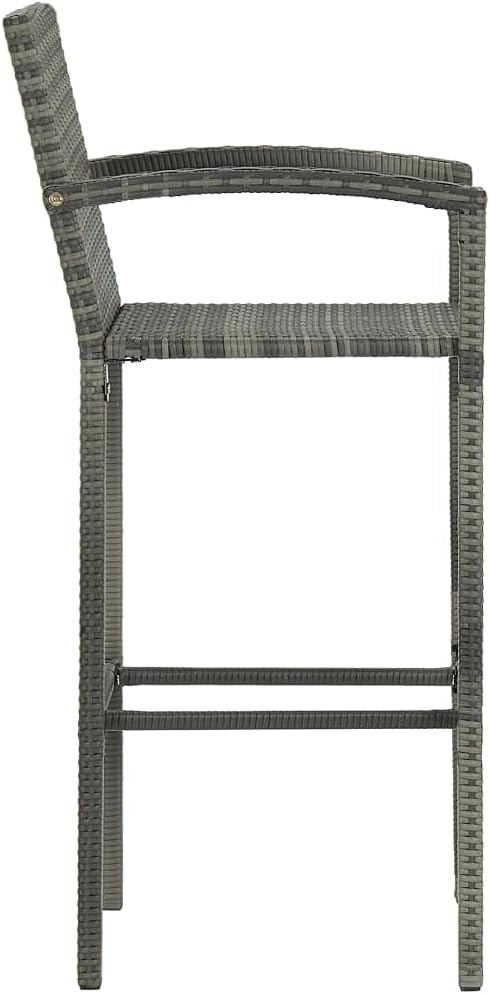 3 Piece Patio Bar Set, Bistro Set Patio Conversation Set Porch Furniture Set Front Porch Furniture for Piazza Garden Negotiation Area Poolside with Armrest Poly Rattan Gray