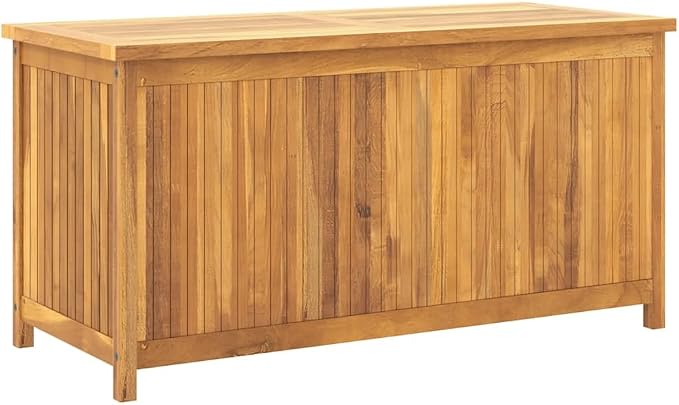 Solid Teak Wood Garden Storage Box, Outdoor Patio Deck Bin for Cushions, Tools and Garden Accessories, 45 x 20 x 23 Inch Rectangular Weather-Resistant Organizer