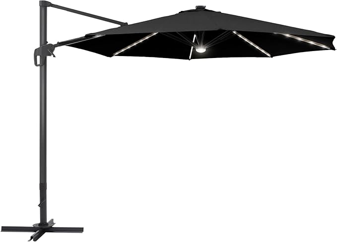 FLAME&SHADE 11 ft Cantilever Offset Patio Umbrella, Large Heavy Duty Outdoor Patio Umbrella Aluminum 360° Rotation Round Outdoor Umbrella for Deck,Pool,Backyard