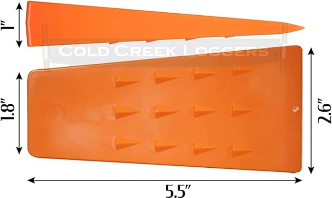 Made in The USA! - 5.5" Orange Spiked Tree Wedges for Tree Cutting Falling, Bucking, Felling Wedges Chainsaw Loggers Supplies- Set of 6 Plus Free Carrying Bag