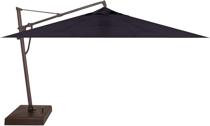 Treasure Garden AKZ PLUS Cantilever Umbrella 10'x13' Rectangular Obravia Navy Canopy and Bronze Frame with Rolling Base